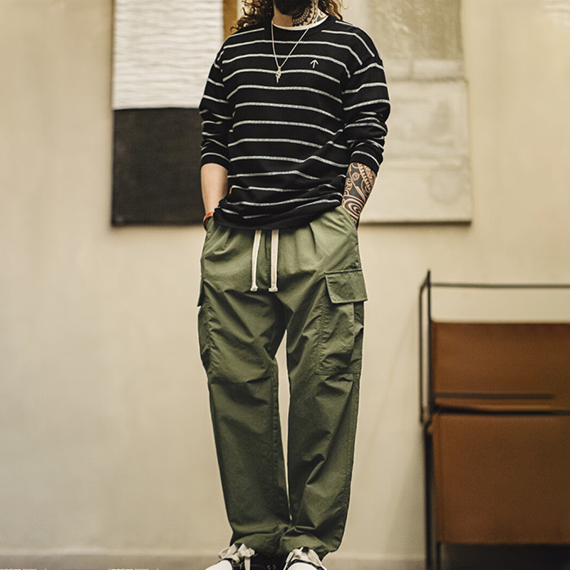 馬登工裝 美式復古多口袋防水休閒褲cleanfit戶外直筒長褲子男春