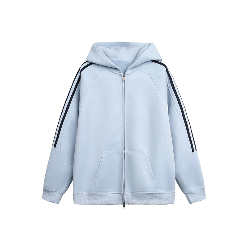 美式重磅潮牌三條槓條紋連帽衛衣外套春秋百搭休閒情侶套裝