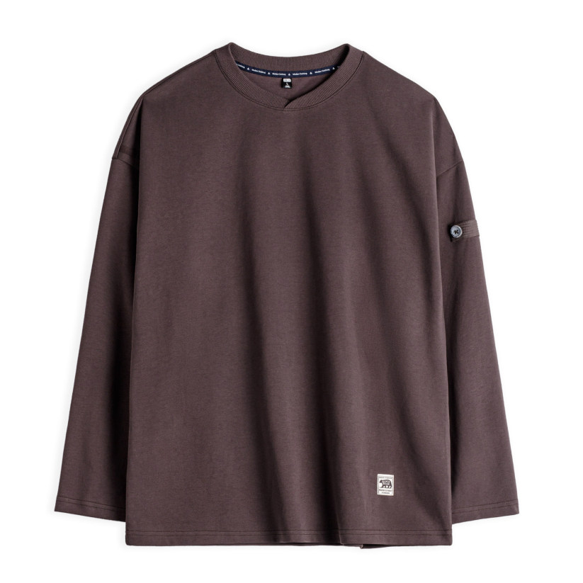 馬登工裝 美式復古長袖T恤棉V領套頭寬鬆垂感外穿衛衣男款春