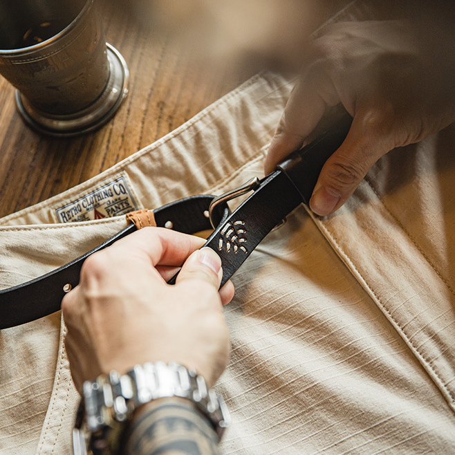 馬登工裝 復古黑色頭層牛皮腰帶阿美咔嘰針扣腰鏈配飾真皮皮帶