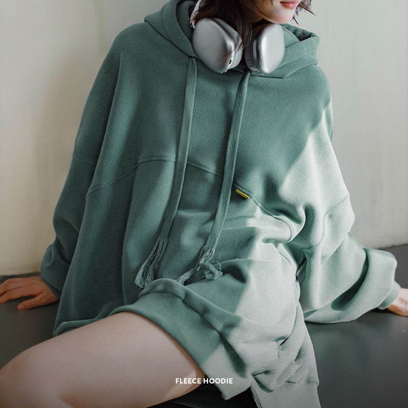 馬登女裝 美式加絨奧利絨衛衣連帽搖粒絨外套寬鬆休閒百搭上衣