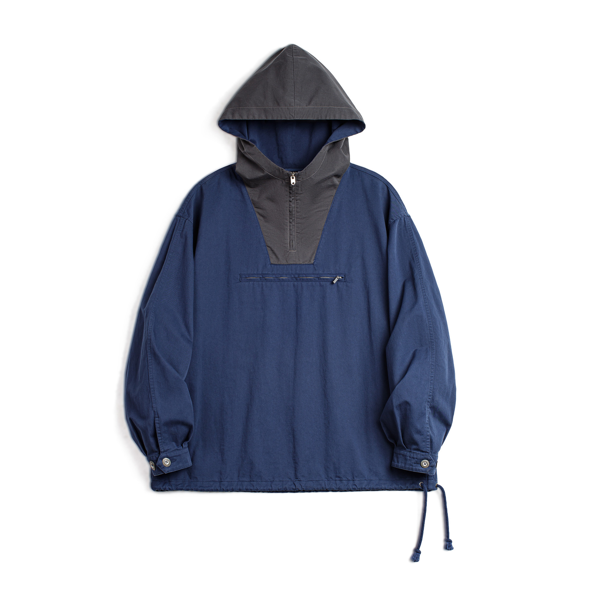 馬登工裝 美式復古拼色連帽夾克寬鬆甲板服休閒套頭外套男春季