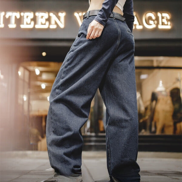 馬登女裝 美式復古丹寧牛仔褲休閒高腰Banana Jeans顯瘦闊腿褲