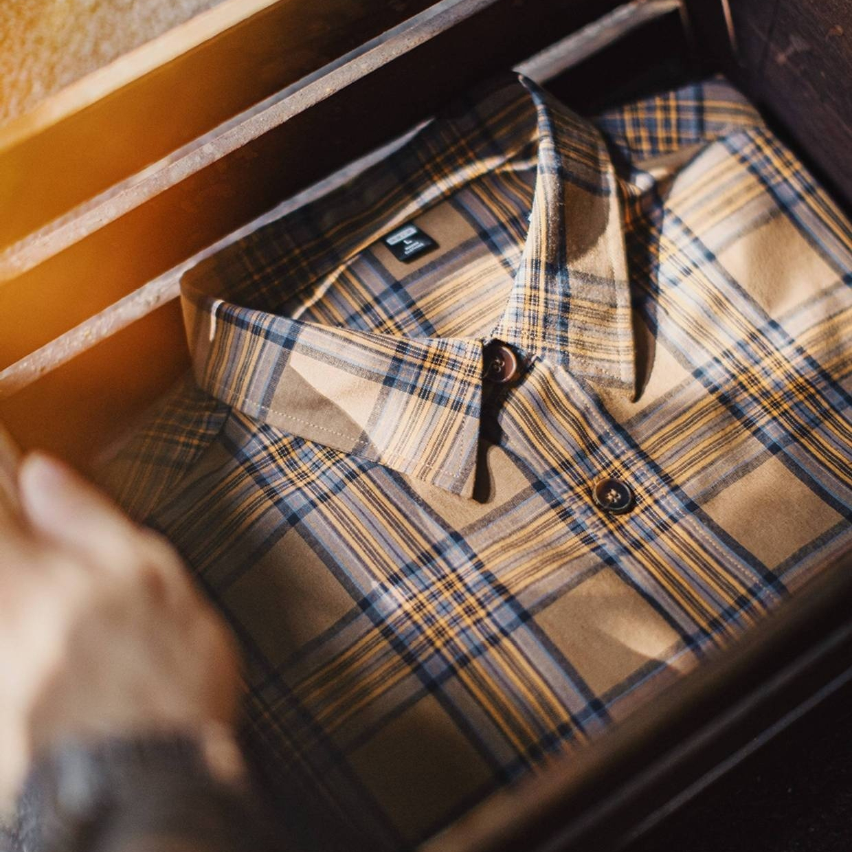 馬登工裝 美式復古格子襯衫薄款長袖純棉外套式棕色格紋襯衣男夏秋