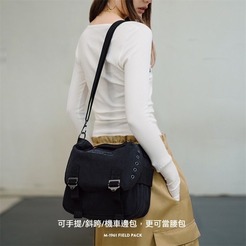 馬登女裝 美式復古M1961字母印花帆布斜挎包手提時尚大容量托特包