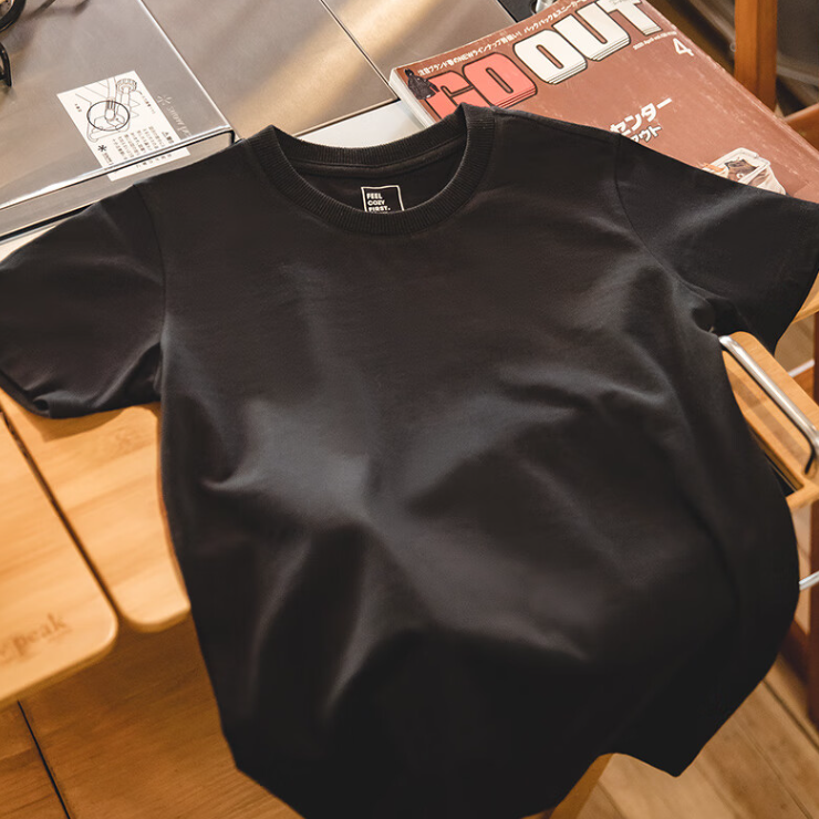 馬登女裝 基礎鹽系短袖打底衫黑白Tee純棉半袖顯瘦無感內搭正肩T恤