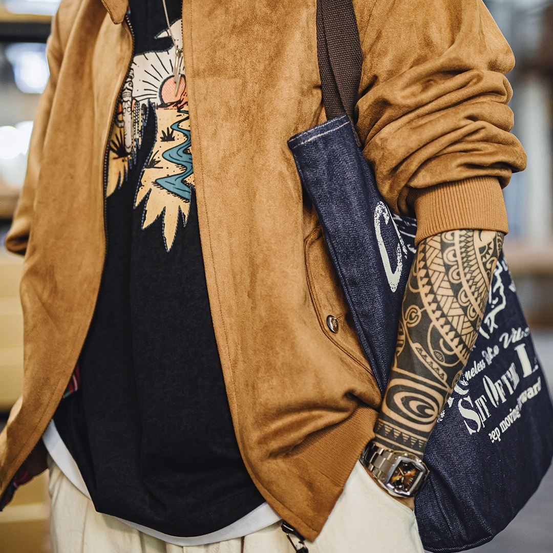 馬登工裝 美式復古牛仔大容量托特包丹寧通勤單肩包做舊手提包包