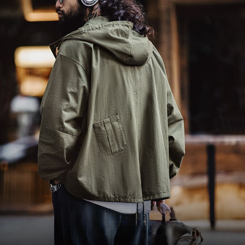 馬登工裝 美式復古M51連帽夾克軍事風寬鬆純棉魚尾外套男春季