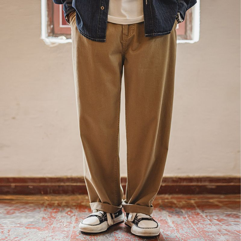 馬登工裝 美式復古做舊伐木工休閒褲寬鬆直筒純棉斜紋長褲子男