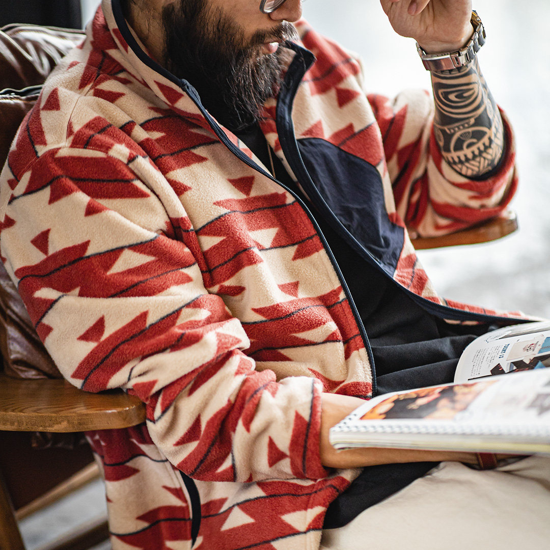 馬登工裝 美式納瓦霍搖粒絨衛衣抓絨軟糯拉鍊開衫雙面立領外套春秋