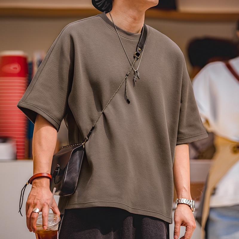 馬登工裝 美式復古珠地空氣棉T卹春夏寬鬆輪廓免燙短袖Tee男潮