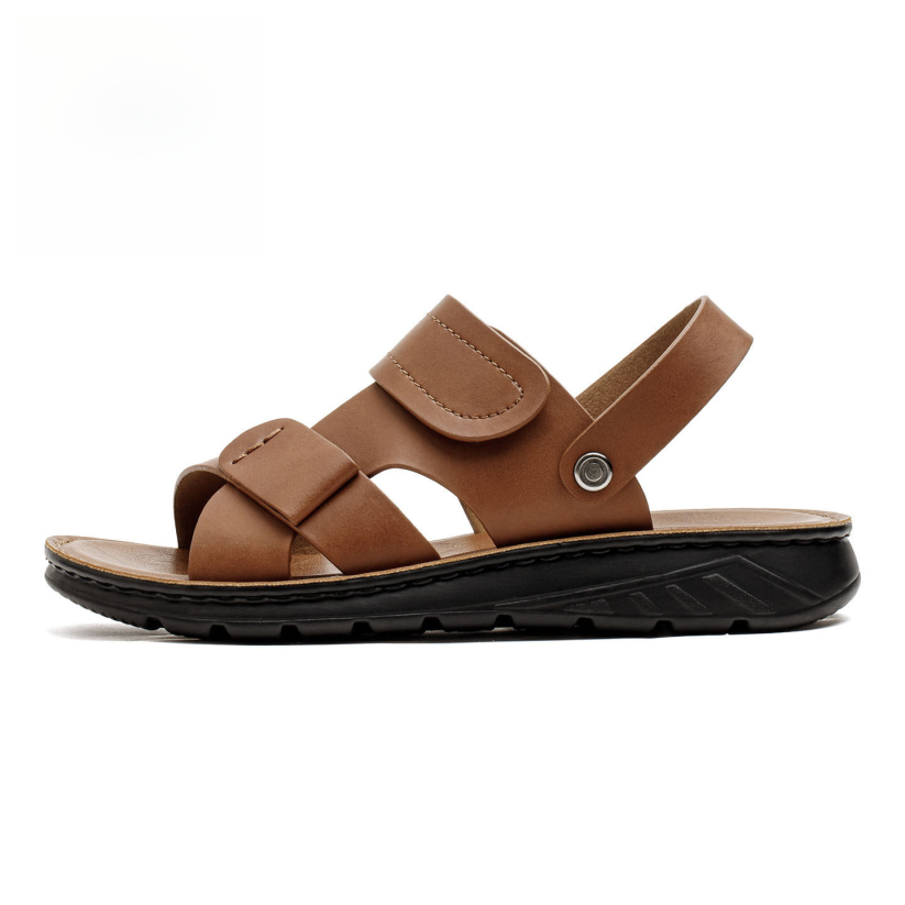 馬登男鞋 夏季皮凉鞋兩穿沙灘鞋真皮商務開車凉拖鞋爸爸鞋