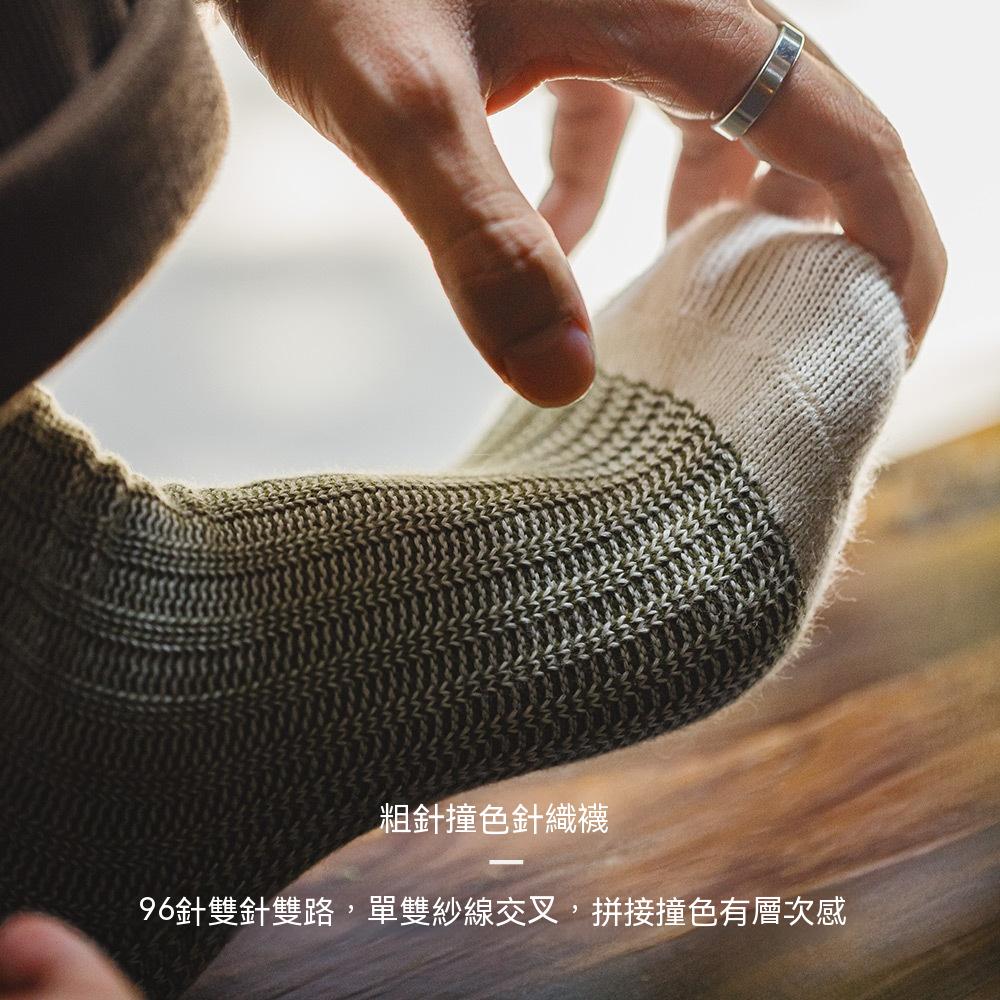 馬登工裝 美式復古粗針撞色針織襪子透氣保暖個性休閒長襪