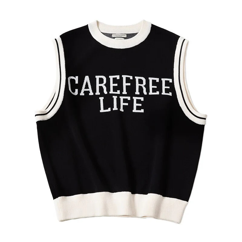 馬登女裝 學院風針織馬甲背心圓領套頭毛衣無袖疊穿上衣