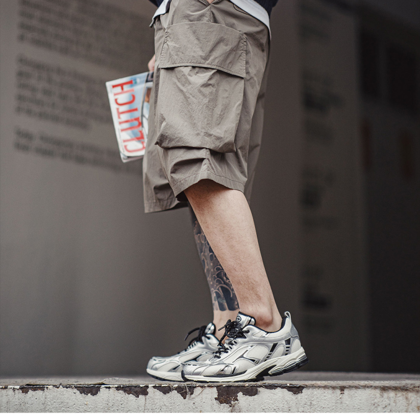 馬登男鞋 復古厚底銀黑色老爹鞋增高運動網帽透氣通勤休閒鞋子