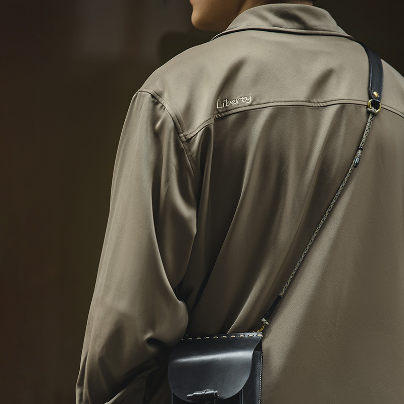 馬登工裝 美式復古緞面長袖襯衫寬鬆冰絲感垂墜襯衫男潮