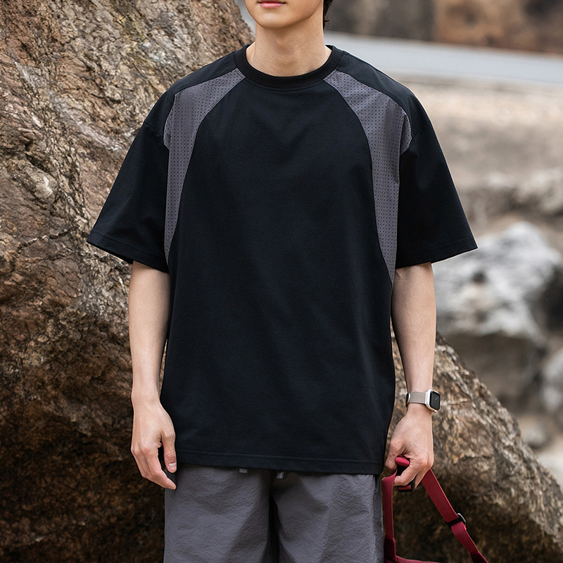 冰絲網眼透氣短袖T卹夏季戶外休閒運動速乾潮牌上衣