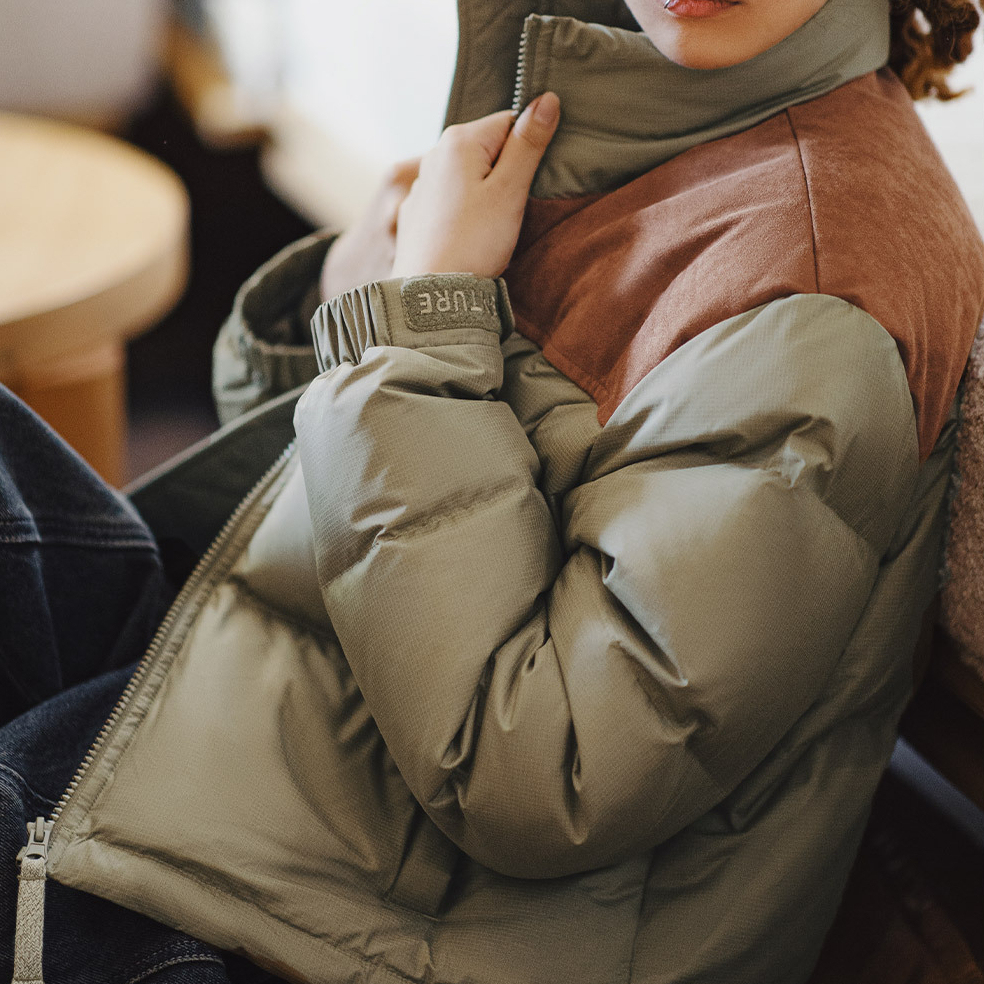 馬登女裝 90白鴨絨立領撞色拼接修身加厚保暖麵包羽絨服外套女士冬