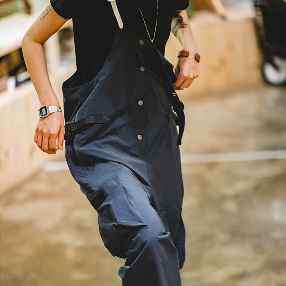 馬登女裝 美式復古機能風工裝背帶褲山系戶外防水個性闊腿褲連體褲
