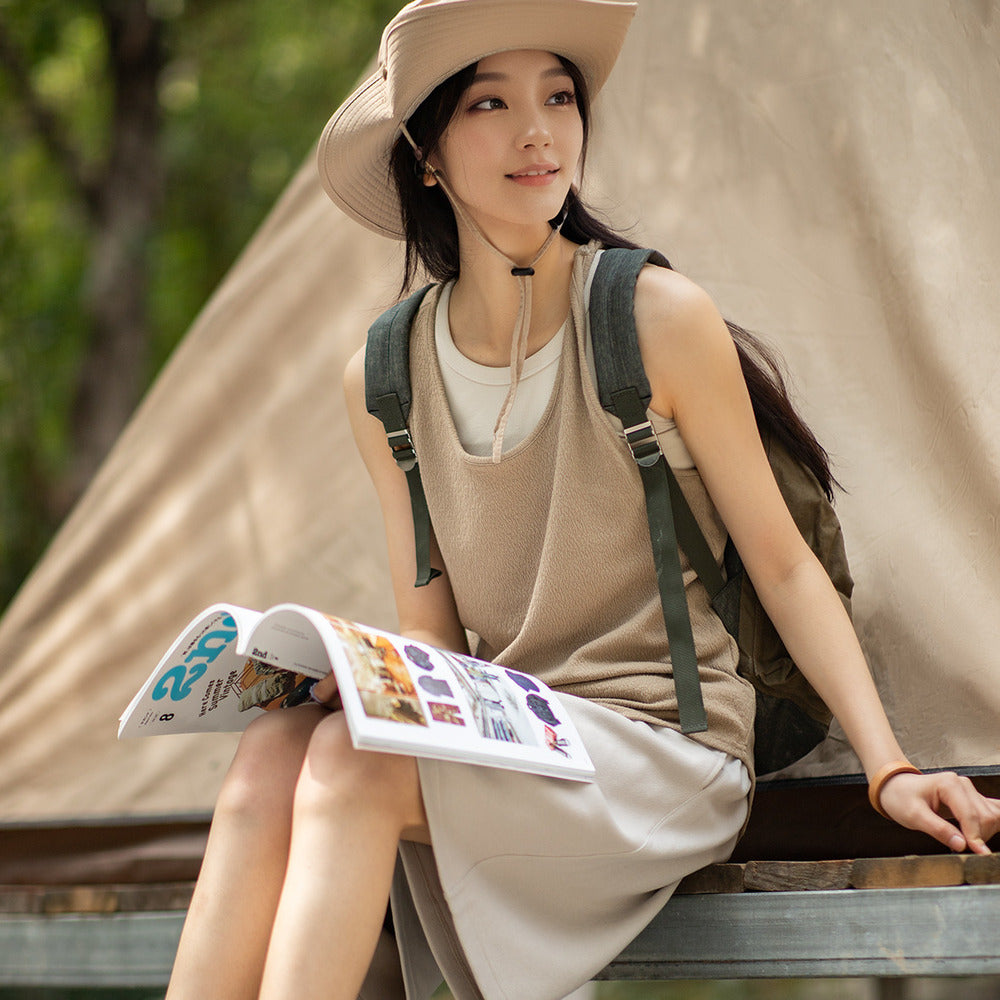 馬登女裝 美式針織無袖T恤寬鬆工字背心遮副乳外穿吊帶