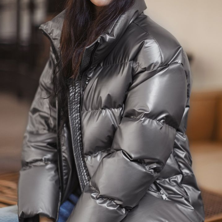 馬登女裝 90白鴨絨光感亮面羽絨服立領保暖麵包服蓄熱加厚外套冬季