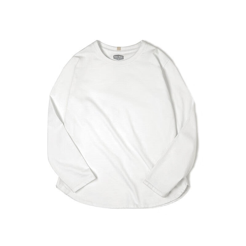 馬登女裝 雙紗純棉重磅長袖T恤春秋圓領衛衣基礎款打底衫