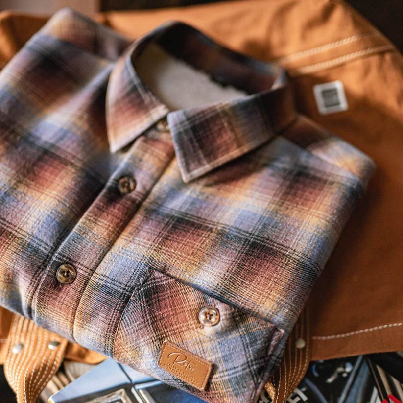 馬登工裝 美式復古格子加絨襯衫外套搖粒絨保暖疊穿格紋襯衣男秋冬