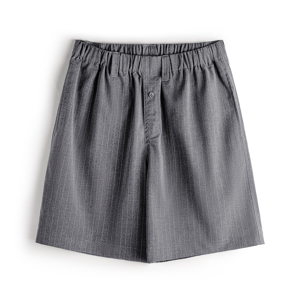 馬登工裝 日系豎條紋西裝短褲Cityboy鬆緊腰直筒五分褲男夏季