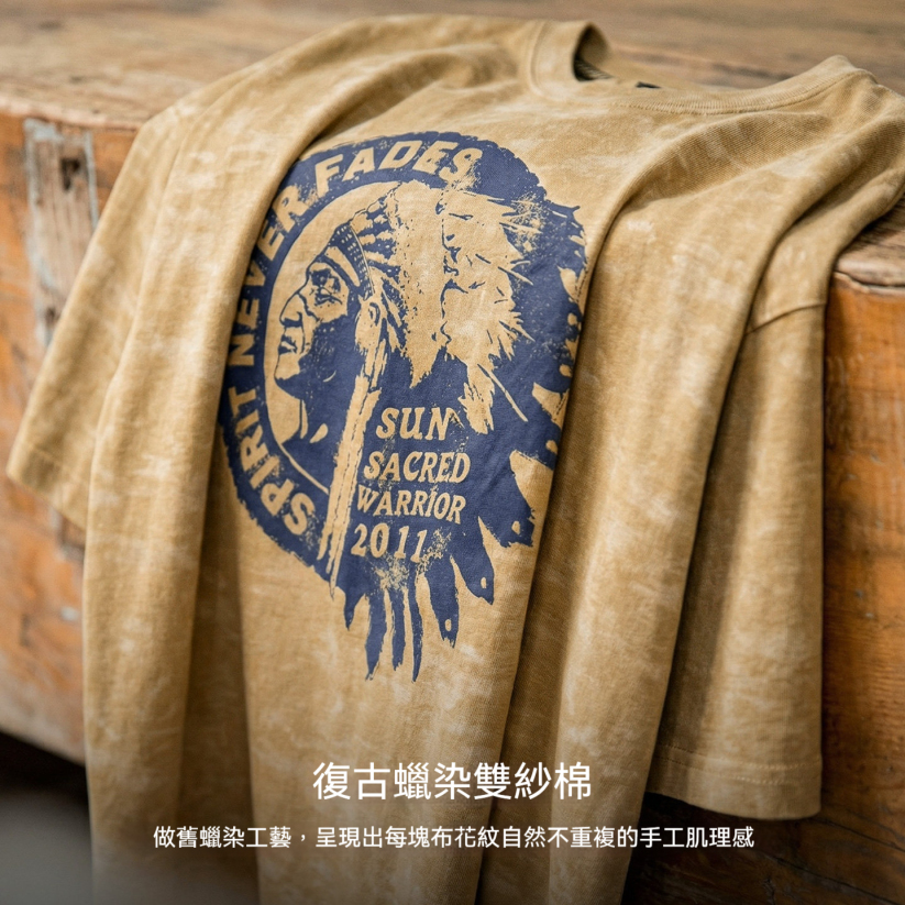 馬登工裝 美式復古蠟染印花T恤做舊寬鬆半袖休閒風短袖衫男夏