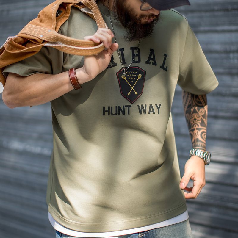 馬登工裝 美式復古Navajo立體印花印第安T恤純棉寬鬆短袖男春夏