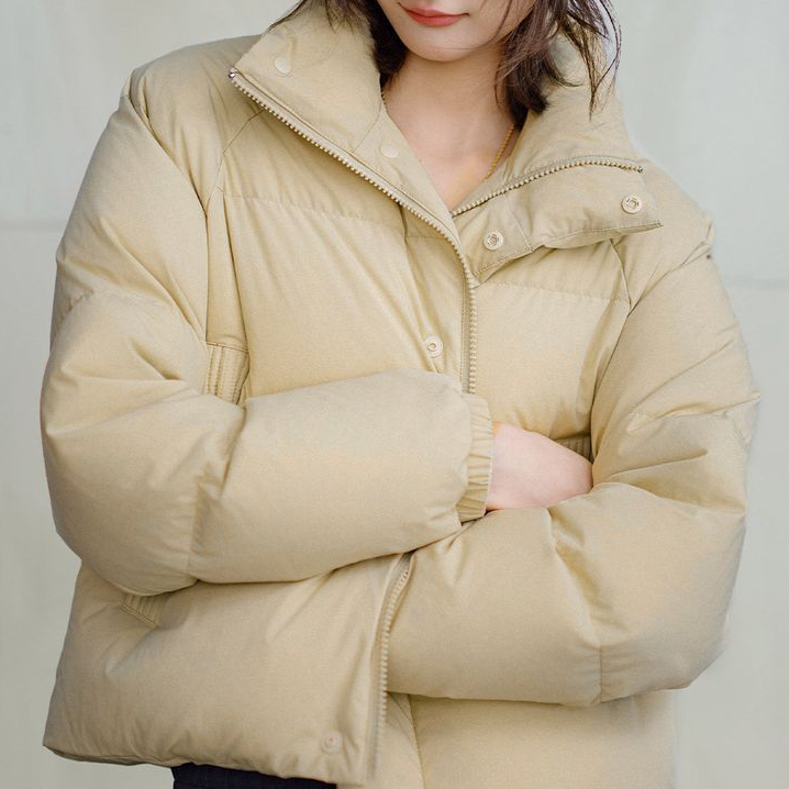 馬登女裝 90白鴨絨羽絨服立領廓形加厚保暖麵包服外套短款冬季