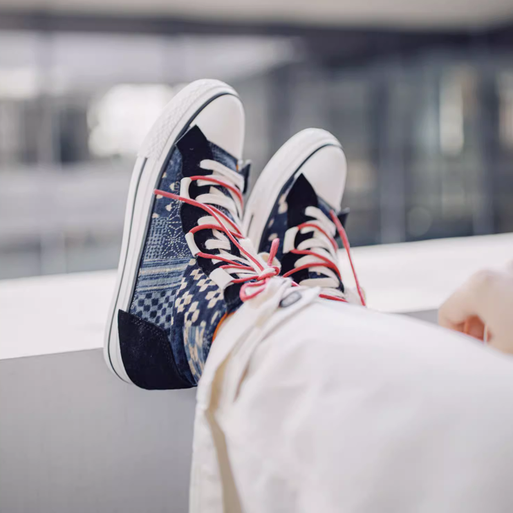 馬登女裝 地心引力Gravity 2023新款高幫帆布鞋腰果花古布板鞋情侶鞋