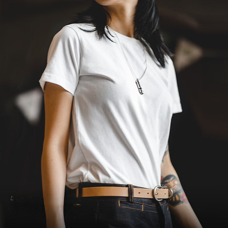 馬登女裝 基礎鹽系短袖打底衫黑白Tee純棉半袖顯瘦無感內搭正肩T恤