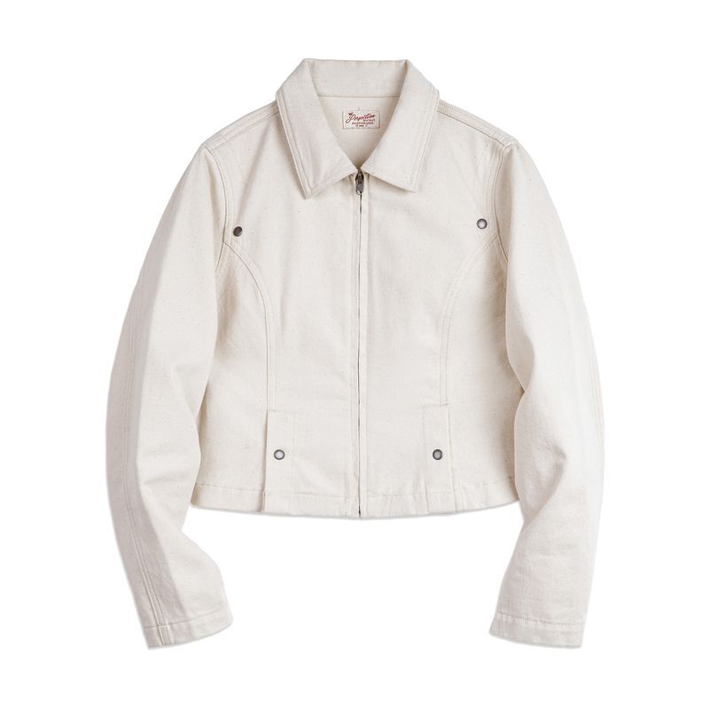 馬登女裝 巴恩風白色收腰夾克小個子工裝外套Vintage上衣春秋