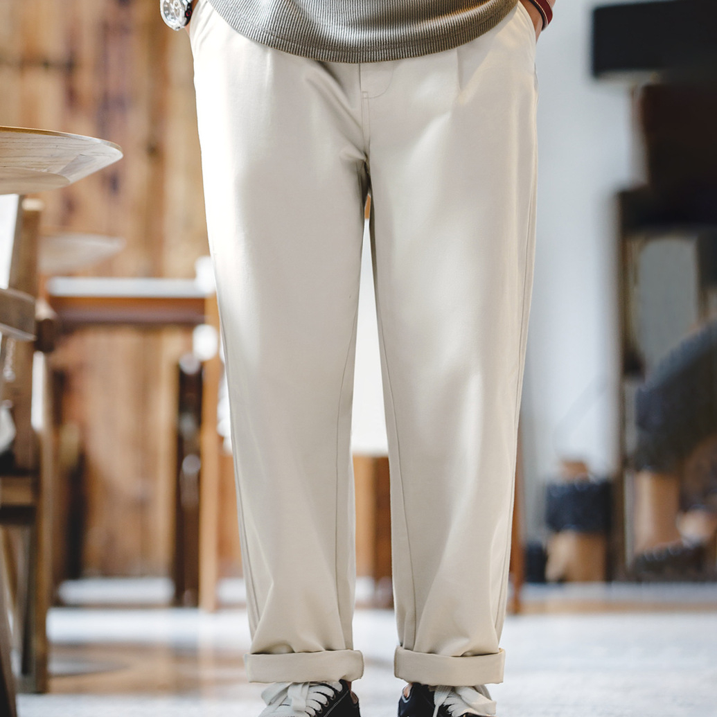 馬登工裝 美式復古那不勒斯長褲設計感紳士巴黎扣直筒休閒褲子男