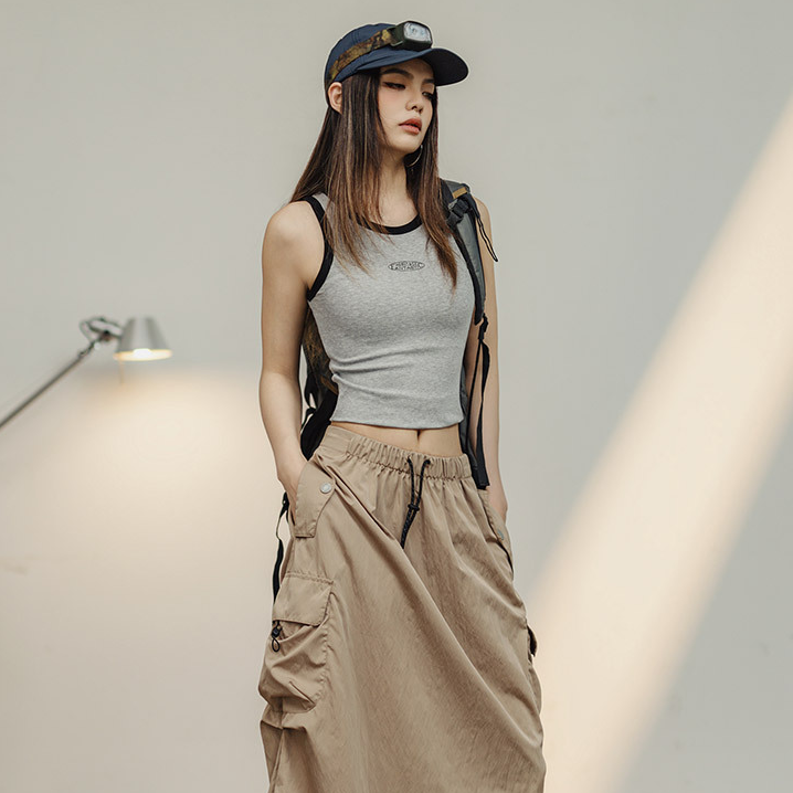 馬登女裝 字母印花工字背心緊身運動撞色吊帶打底外穿無袖上衣