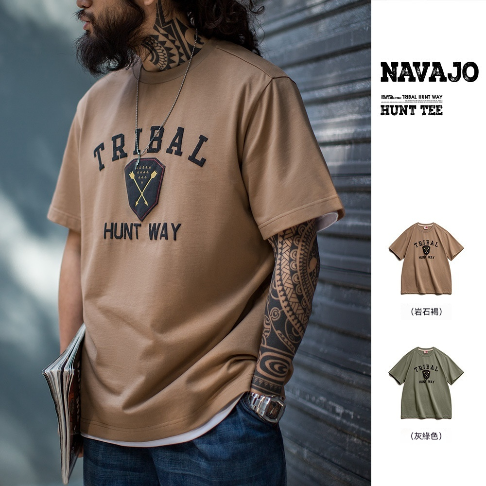 馬登工裝 美式復古Navajo立體印花印第安T恤純棉寬鬆短袖男春夏