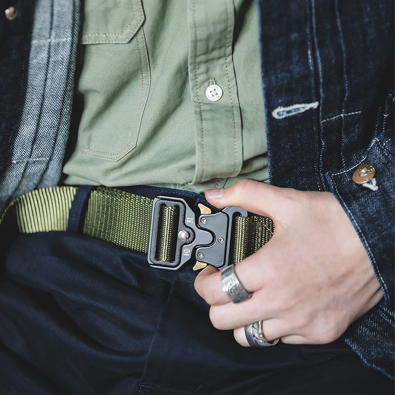 馬登工裝 復古戰術自動腰帶眼鏡蛇機能帆布特種戶外腰帶男士