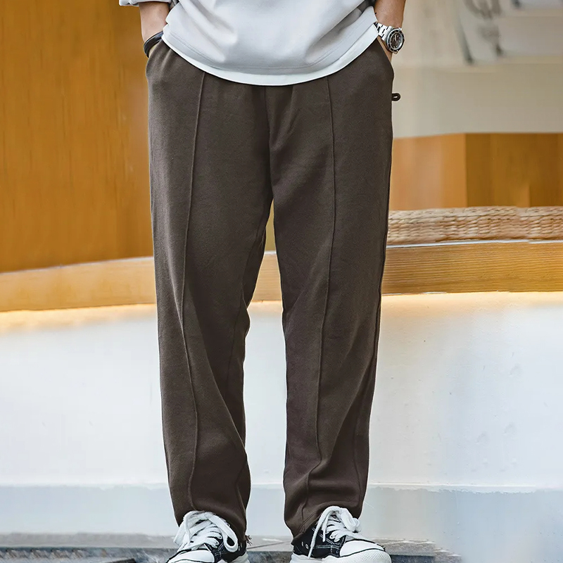 馬登工裝 錐形立體剪裁卷邊針織衛褲松緊褲腰休閑褲