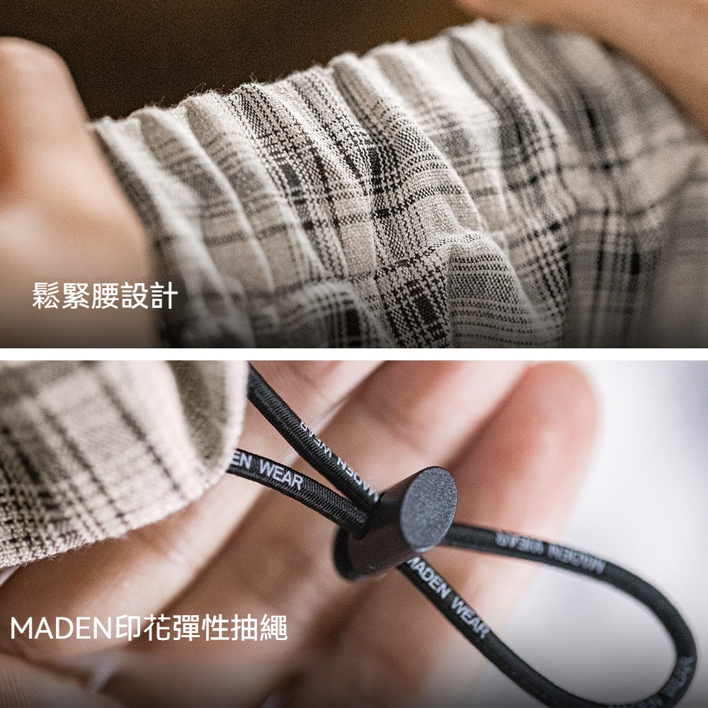 馬登工裝 美式復古束脚闊腿格子褲色織寬鬆薄款抽繩直筒休閒褲男春夏