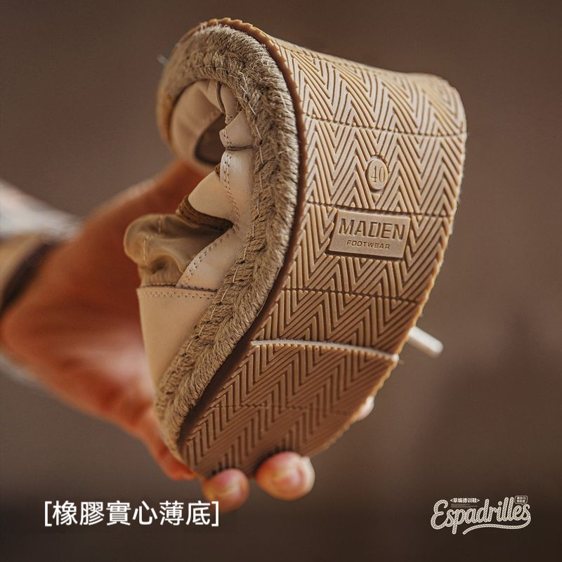 馬登男鞋 草編德訓鞋春夏季休閒透氣布鞋薄款板鞋半拖男士漁夫鞋