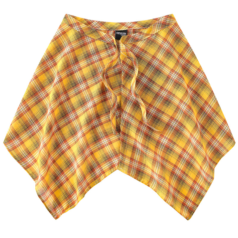 高街腰部一片式系帶朋克嘻哈風下擺屁帘襯衫格子腰封搭配舞蹈裙擺