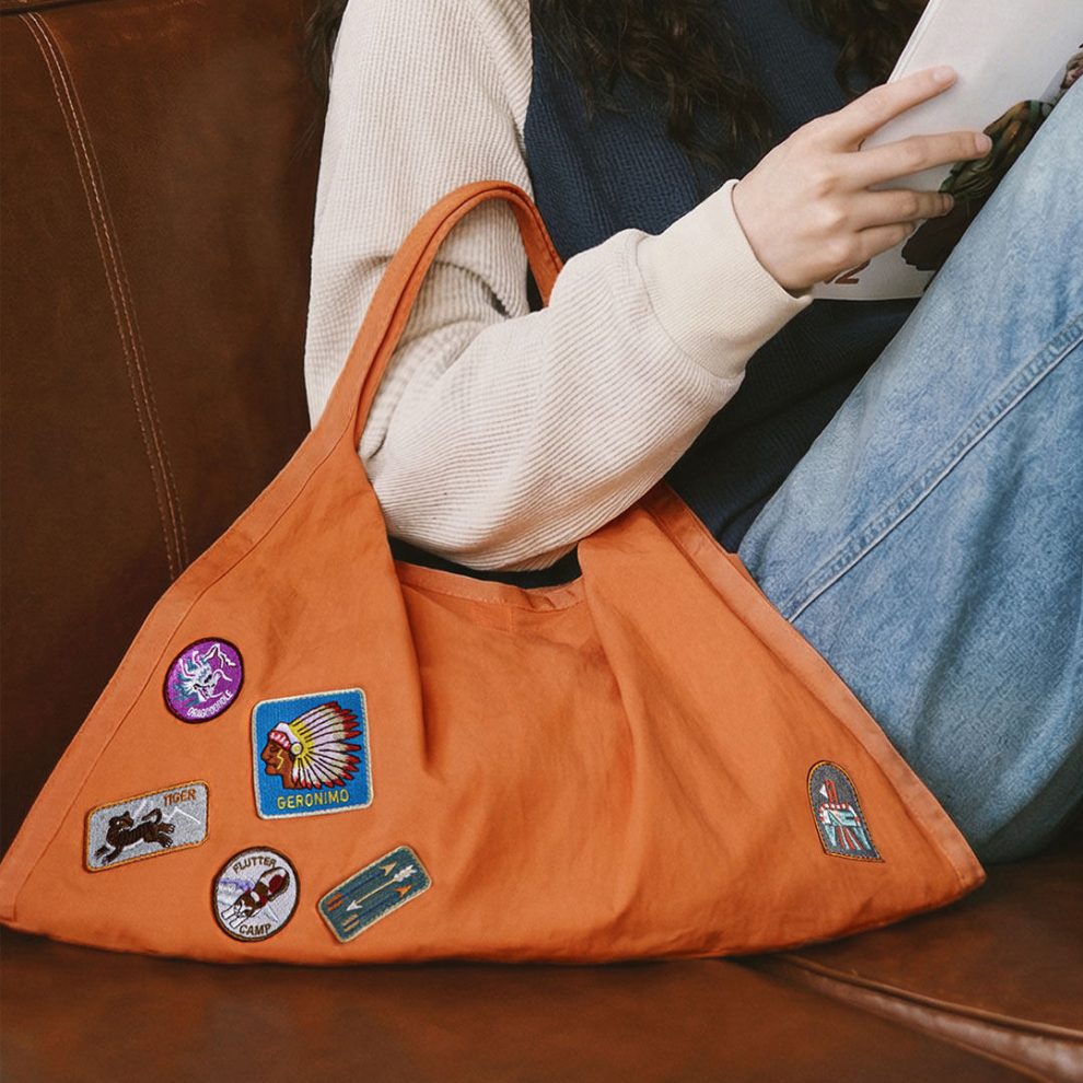 馬登女裝 落日橘尼龍超大容量通勤電腦手提單肩出行輕托特包三角包