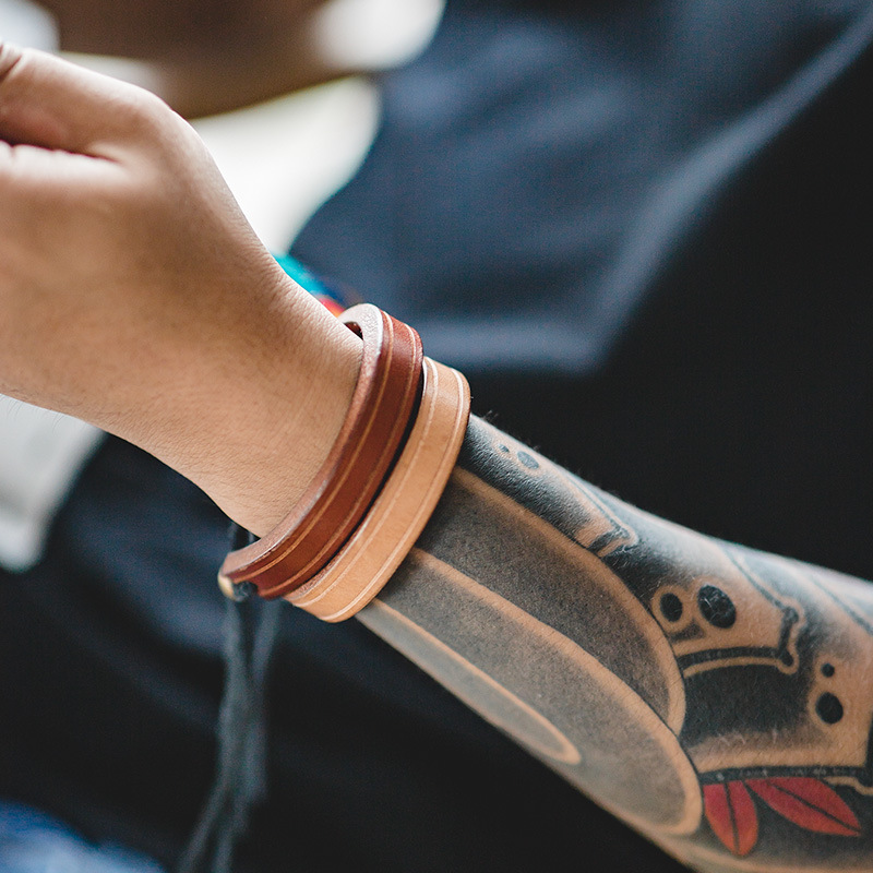 馬登工裝 復古一生之環植鞣皮手環手鐲阿美咔嘰首飾配飾男女