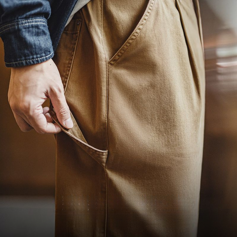 馬登工裝 美式復古做舊伐木工休閒褲寬鬆直筒純棉斜紋長褲子男