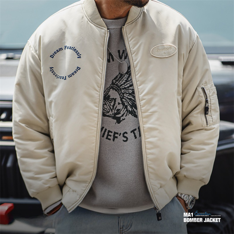 馬登工裝 美式MA1飛行員夾克棉衣街頭風保暖bomber棒球服外套男秋冬