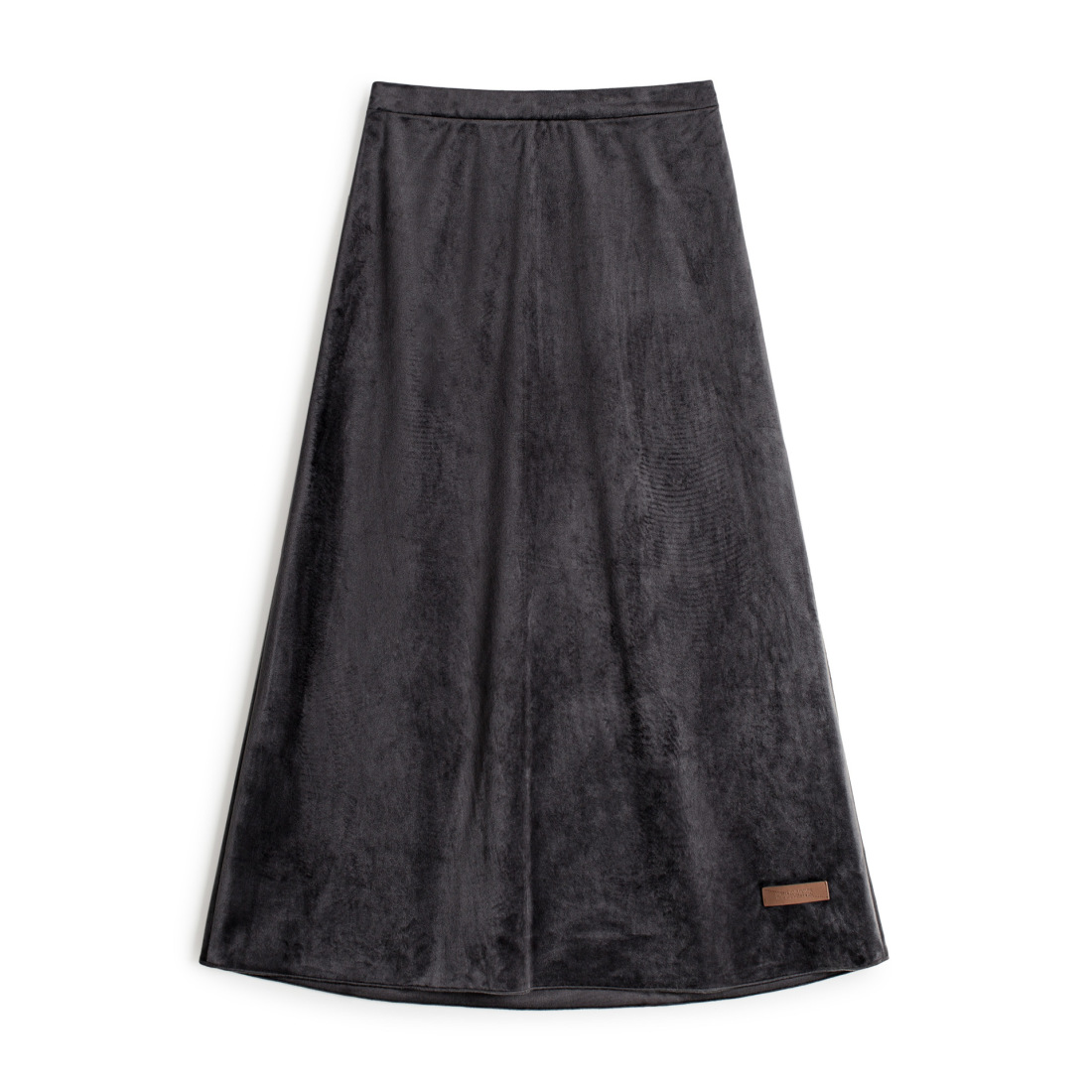 馬登女裝 復古絲絨灰色鬆緊腰垂墜感A字中長款針織半身傘裙子秋冬季