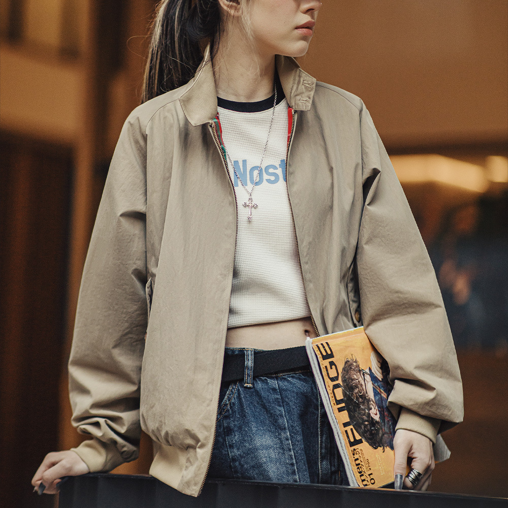 馬登女裝 哈靈頓夾克美式立領工裝機車外套設計感運動棒球服女