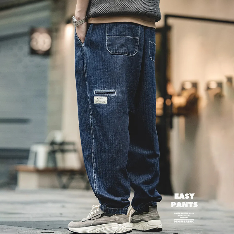 馬登工裝 休閒丹寧錐形牛仔褲Easypants寬鬆束脚燈籠褲哈倫褲