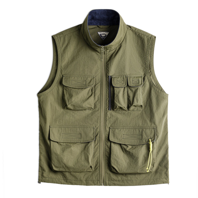 馬登工裝 美式山系戶外馬甲軍綠色Gorpcore輕薄工裝背心徒步外套男春